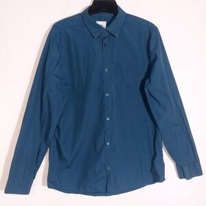 Kin by John Lewis Teal Blue Button Down Shirt Long Sleeve Pocket Casual Womens M